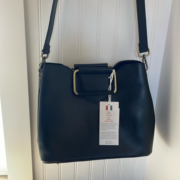 Isadora Italy Black Pebbled Leather Women's Bag - Picture 9 of 9